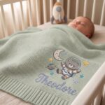 Custom Embroidered Name Blanket with Science for Newborn, Welcome Baby Blanket, Nursery Keepsake, Newborn Gift For Baby
