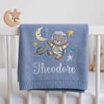 Custom Embroidered Name Blanket with Science for Newborn, Welcome Baby Blanket, Nursery Keepsake, Newborn Gift For Baby - Image 3