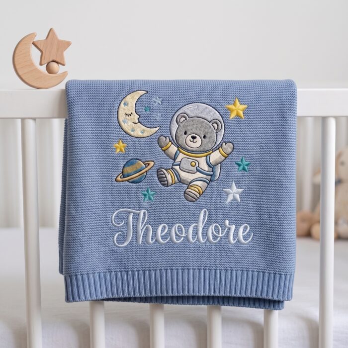 Custom Embroidered Name Blanket with Science for Newborn, Welcome Baby Blanket, Nursery Keepsake, Newborn Gift For Baby - Image 3