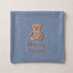 Personalized Embroidered Teddy Bear Baby Blanket with Name - Custom Knit Newborn Gift, Gift For Baby, Nursery Keepsake, Newborn Gift - Image 6