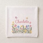 Custom Embroidered Name Blanket with Butterflies and Wildflowers for Newborn, Welcome Baby Blanket, Nursery Keepsake, Newborn Gift For Baby - Image 5