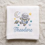 Custom Embroidered Name Blanket with Science for Newborn, Welcome Baby Blanket, Nursery Keepsake, Newborn Gift For Baby - Image 4