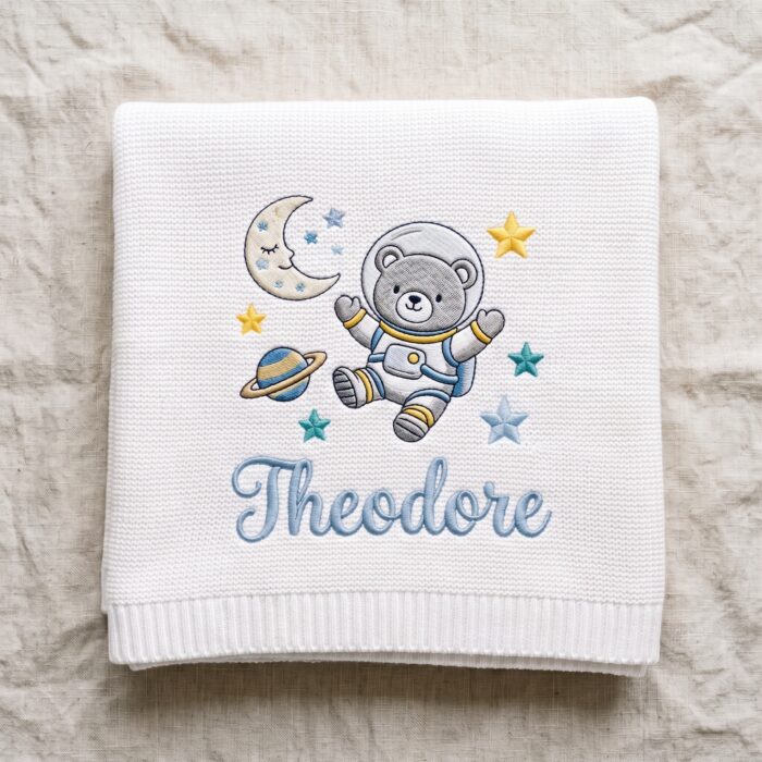 Custom Embroidered Name Blanket with Science for Newborn, Welcome Baby Blanket, Nursery Keepsake, Newborn Gift For Baby - Image 4