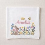 Personalized Embroidered Bunny Floral Baby Blanket, Custom Knit Baby Blanket with Name for Newborn, Gift for Baby, Keepsake Newborn Gift - Image 7