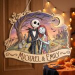 Personalized Jack and Sally Wooden Sign, Custom Nightmare Before Christmas Couple Wall Art, Halloween Anniversary Gift for Husband Wife - Image 3
