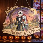 Personalized Jack and Sally Wooden Sign, Custom Nightmare Before Christmas Couple Wall Art, Halloween Anniversary Gift for Husband Wife - Image 5