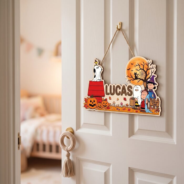 Personalized Halloween Pumpkin Patch Name Sign | Custom Snoopy Wooden Wall Decor | It's the Great Pumpkin Charlie Brown Kids Room Plaque | Seasonal Autumn Decor - Image 6
