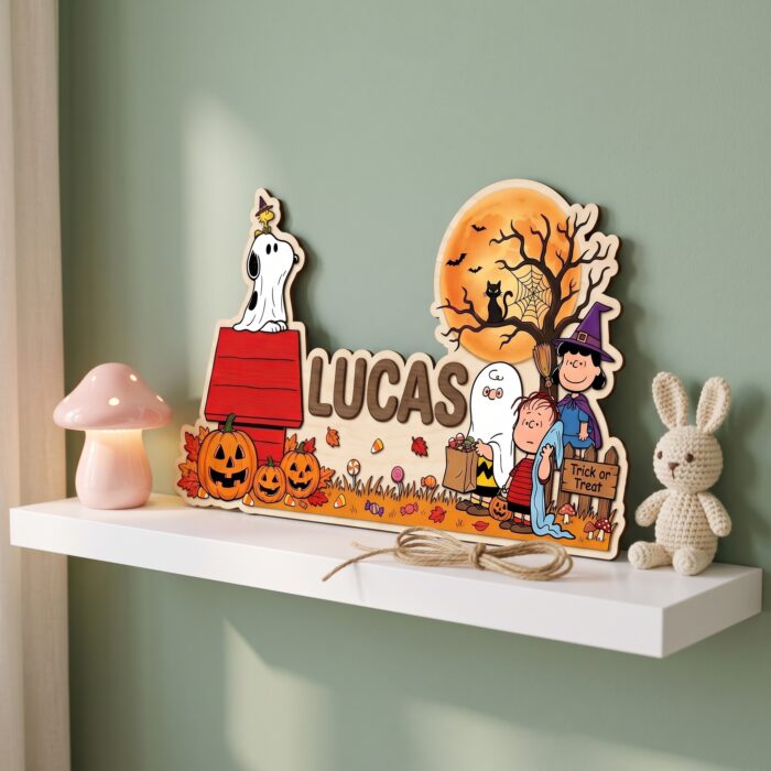 Personalized Halloween Pumpkin Patch Name Sign | Custom Snoopy Wooden Wall Decor | It's the Great Pumpkin Charlie Brown Kids Room Plaque | Seasonal Autumn Decor - Image 3
