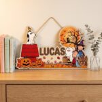 Personalized Halloween Pumpkin Patch Name Sign | Custom Snoopy Wooden Wall Decor | It's the Great Pumpkin Charlie Brown Kids Room Plaque | Seasonal Autumn Decor - Image 4