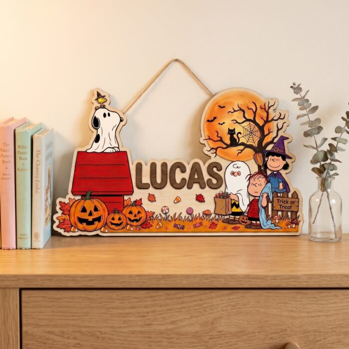 Personalized Halloween Pumpkin Patch Name Sign | Custom Snoopy Wooden Wall Decor | It's the Great Pumpkin Charlie Brown Kids Room Plaque | Seasonal Autumn Decor - Image 4