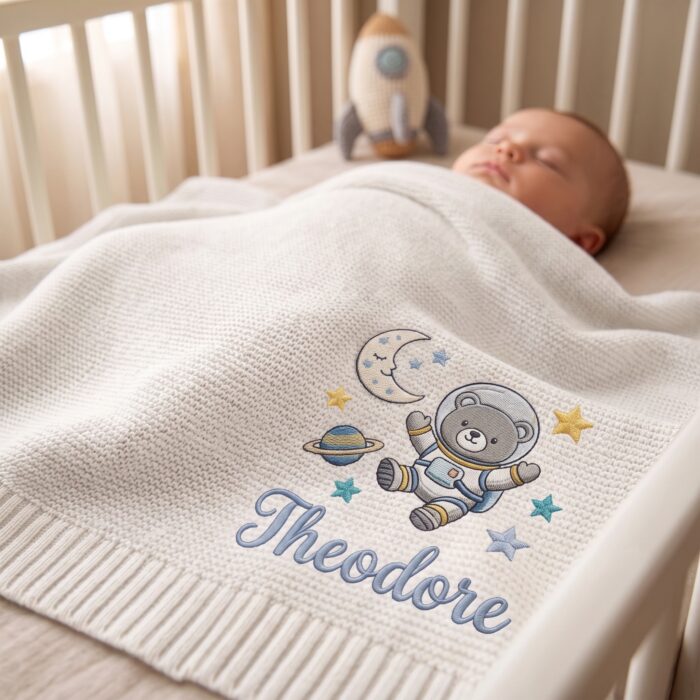 Custom Embroidered Name Blanket with Science for Newborn, Welcome Baby Blanket, Nursery Keepsake, Newborn Gift For Baby - Image 5