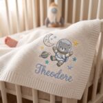 Custom Embroidered Name Blanket with Science for Newborn, Welcome Baby Blanket, Nursery Keepsake, Newborn Gift For Baby - Image 6