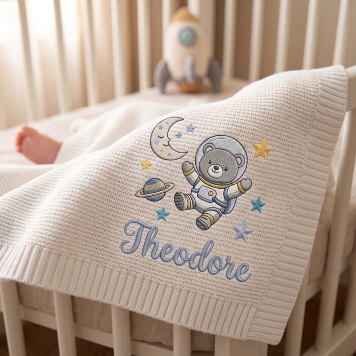 Custom Embroidered Name Blanket with Science for Newborn, Welcome Baby Blanket, Nursery Keepsake, Newborn Gift For Baby - Image 6