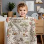 Personalized Classic Winnie the Pooh Baby Blanket, Custom Name Hundred Acre Wood Nursery Decor, Vintage Pooh and Friends Minky Blanket - Image 3
