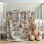 Personalized Classic Winnie the Pooh Baby Blanket, Custom Name Hundred Acre Wood Nursery Decor, Vintage Pooh and Friends Minky Blanket - Image 5