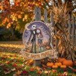 Custom Family Name Wood Sign - Nightmare Before Christmas Door Hanger, Jack and Sally Layered Wood Art, Spooky Halloween Decor - Image 5