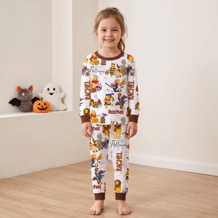 Personalized Halloween Winnie-the-Pooh Bamboo Long Sleeved Pajamas, Halloween Baby Sleeper, Faith Based Baby Gift - Image 2