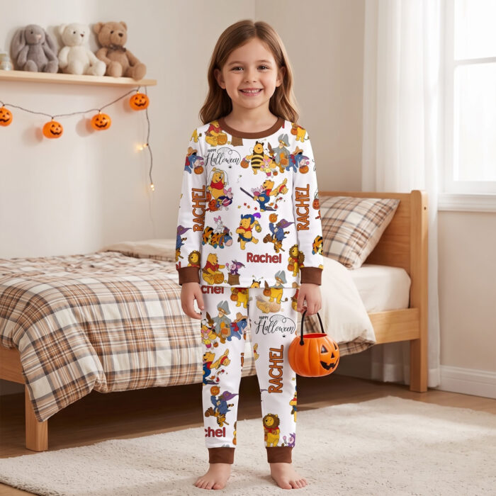 Personalized Halloween Winnie-the-Pooh Bamboo Long Sleeved Pajamas, Halloween Baby Sleeper, Faith Based Baby Gift - Image 3