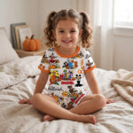 Personalized Halloween Mickey Bamboo Short Sleeved Pajamas and Shorts, Halloween Baby Sleeper, Faith Based Baby Gift - Image 4