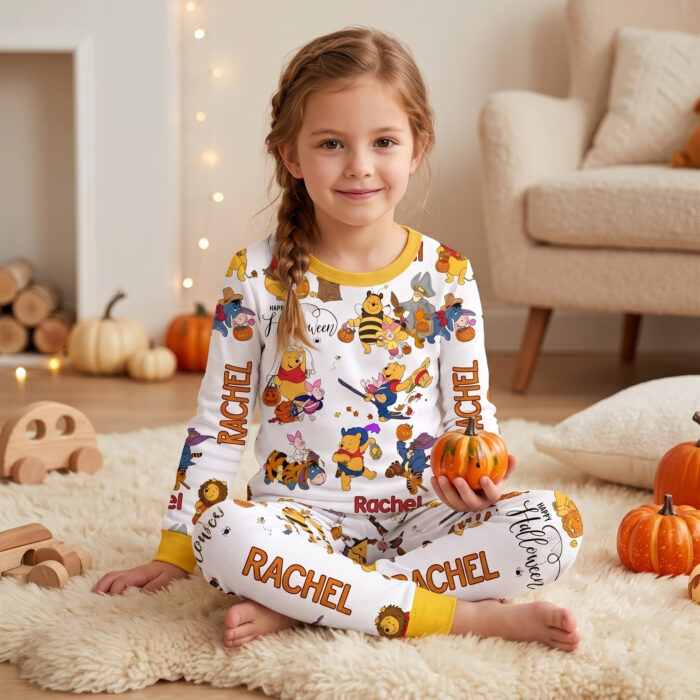 Personalized Halloween Winnie-the-Pooh Bamboo Long Sleeved Pajamas, Halloween Baby Sleeper, Faith Based Baby Gift - Image 4