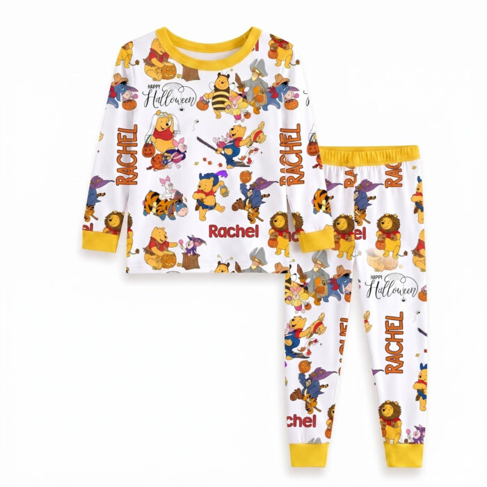 Personalized Halloween Winnie-the-Pooh Bamboo Long Sleeved Pajamas, Halloween Baby Sleeper, Faith Based Baby Gift - Image 5