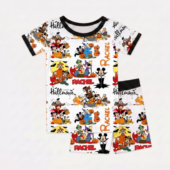 Personalized Halloween Mickey Bamboo Short Sleeved Pajamas and Shorts, Halloween Baby Sleeper, Faith Based Baby Gift - Image 6