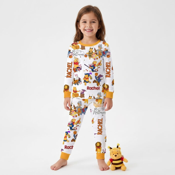 Personalized Halloween Winnie-the-Pooh Bamboo Long Sleeved Pajamas, Halloween Baby Sleeper, Faith Based Baby Gift - Image 7