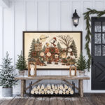 Vintage Snoopy & Friends Christmas Framed Canvas with Espresso Frame, Winter Holiday Wall Art, Framed Matte Canvas Print - Image 5