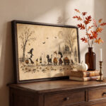 Vintage Snoopy & Friends Halloween Framed Canvas with Espresso Frame, Trick or Treat Spooky Autumn Wall Art, Framed Matte Canvas Print - Image 4