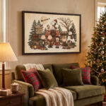 Vintage Snoopy & Friends Christmas Framed Canvas with Espresso Frame, Winter Holiday Wall Art, Framed Matte Canvas Print - Image 7
