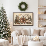 Vintage Snoopy & Friends Christmas Framed Canvas with Espresso Frame, Winter Holiday Wall Art, Framed Matte Canvas Print - Image 8