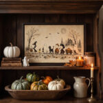 Vintage Snoopy & Friends Halloween Framed Canvas with Espresso Frame, Trick or Treat Spooky Autumn Wall Art, Framed Matte Canvas Print - Image 5