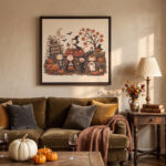 Vintage Snoopy & Friends Halloween Square Framed Canvas with Espresso Frame, Spooky Autumn Wall Art, Framed Matte Canvas Print - Image 5