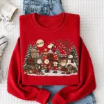 Vintage Christmas Cartoon Friends Sweatshirt, Cozy Holiday Winter Crewneck, Cute Festive Friends Shirt, Christmas Gift for Women - Image 2