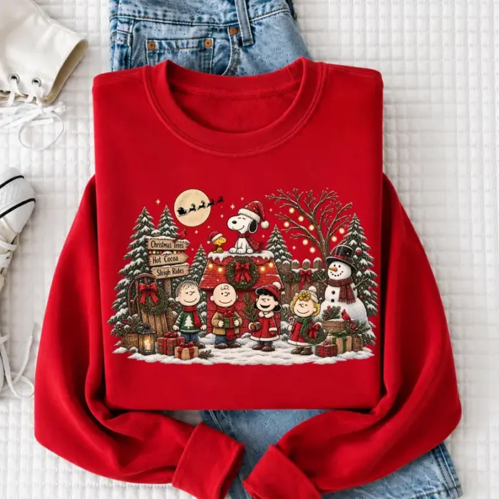 Vintage Christmas Cartoon Friends Sweatshirt, Cozy Holiday Winter Crewneck, Cute Festive Friends Shirt, Christmas Gift for Women - Image 2