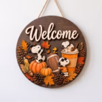 Cute Dog Football Fall Door Hanger, Pumpkin Autumn Front Door Decor, Rustic Thanksgiving Porch Sign, Football Fan Gift, Seasonal Wood Decor