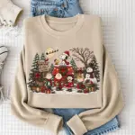 Vintage Christmas Cartoon Friends Sweatshirt, Cozy Holiday Winter Crewneck, Cute Festive Friends Shirt, Christmas Gift for Women - Image 4