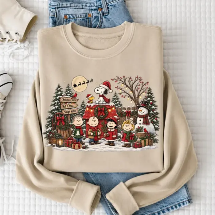 Vintage Christmas Cartoon Friends Sweatshirt, Cozy Holiday Winter Crewneck, Cute Festive Friends Shirt, Christmas Gift for Women - Image 4