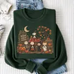 Vintage Halloween Cartoon Friends Sweatshirt, Cute Fall Pumpkin Patch Crewneck, Cozy Spooky Season Shirt, Trick or Treat Autumn Gift - Image 6