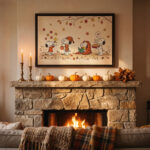 Vintage Snoopy Autumn Cozy Framed Canvas with Espresso Frame, Fall Season Warm Wall Art, Framed Matte Canvas Print - Image 2