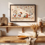 Vintage Snoopy Autumn Cozy Framed Canvas with Espresso Frame, Fall Season Warm Wall Art, Framed Matte Canvas Print - Image 3