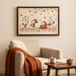Vintage Snoopy Autumn Cozy Framed Canvas with Espresso Frame, Fall Season Warm Wall Art, Framed Matte Canvas Print - Image 4