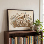 Vintage Snoopy Blessed Framed Canvas with Espresso Frame, Cross Wildflowers Wall Art, Christian Framed Matte Canvas Print - Image 2
