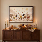 Vintage Thanksgiving Gang Crosswalk Canvas Wall Art in Espresso Frame, Happy Thanksgiving Harvest Parade Decor, Fall Pumpkin & Maple Leaves Print - Image 4
